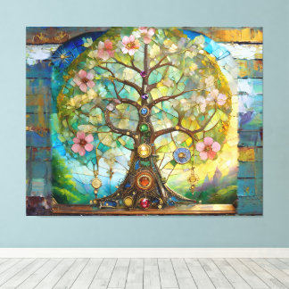 7 Chakra Blossoming Tree Of Life Canvas Print