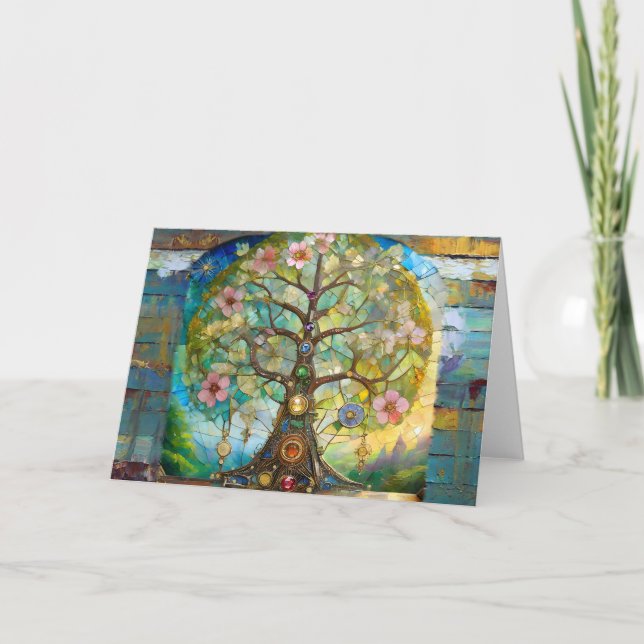 7 Chakra Blossoming Tree Of Life Card (Front)