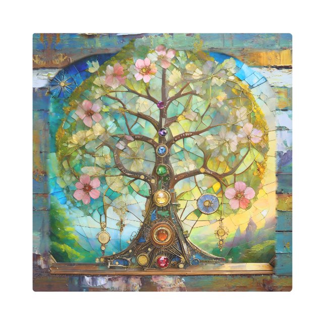 7 Chakra Blossoming Tree Of Life Metal Print (Front)
