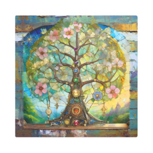 7 Chakra Blossoming Tree Of Life Metal Print