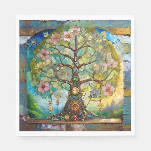 7 Chakra Blossoming Tree Of Life Napkins (Front)