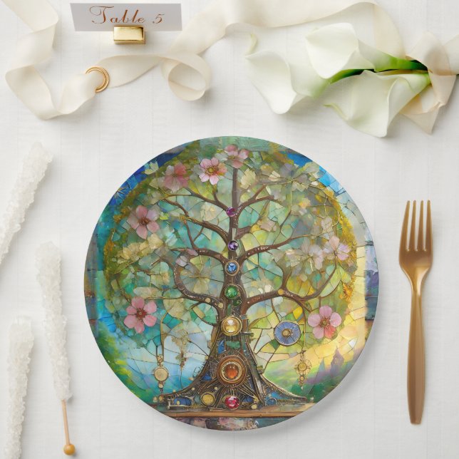 7 Chakra Blossoming Tree Of Life Paper Plates (Wedding)
