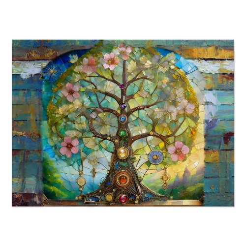 7 Chakra Blossoming Tree Of Life Poster
