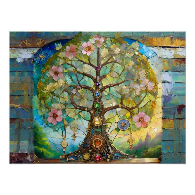 7 Chakra Blossoming Tree Of Life Poster (Front)