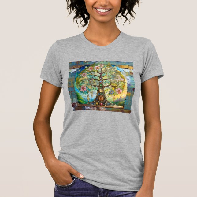 7 Chakra Blossoming Tree Of Life T-Shirt (Front)