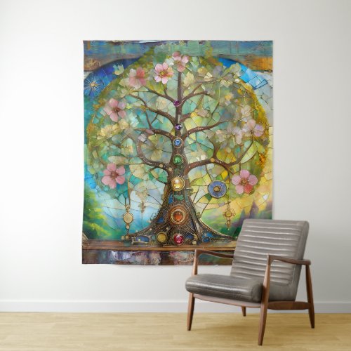 7 Chakra Blossoming Tree Of Life Tapestry