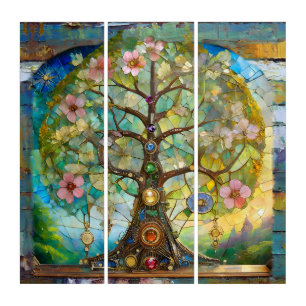 7 Chakra Blossoming Tree Of Life Triptych