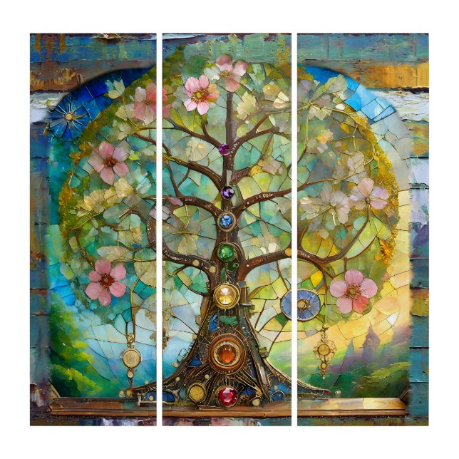 7 Chakra Blossoming Tree Of Life Triptych (Front)