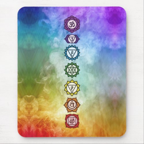 7 Chakra coordinating bold rainbow color flow Mouse Pad