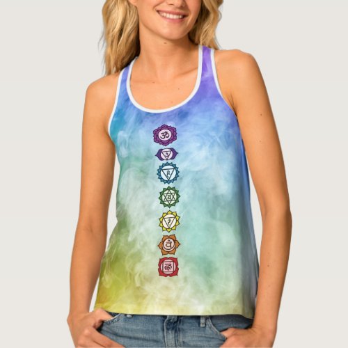 7 Chakra coordinating bold rainbow color flow Tank Top