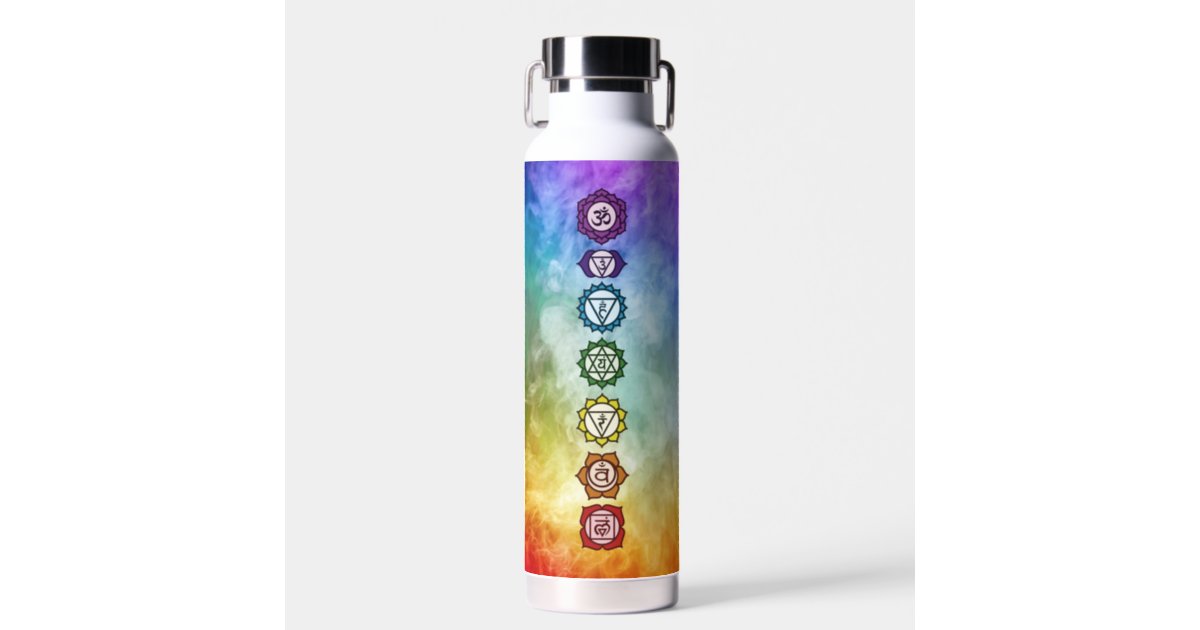 7 Chakra mantra rainbow smoke bold Water Bottle