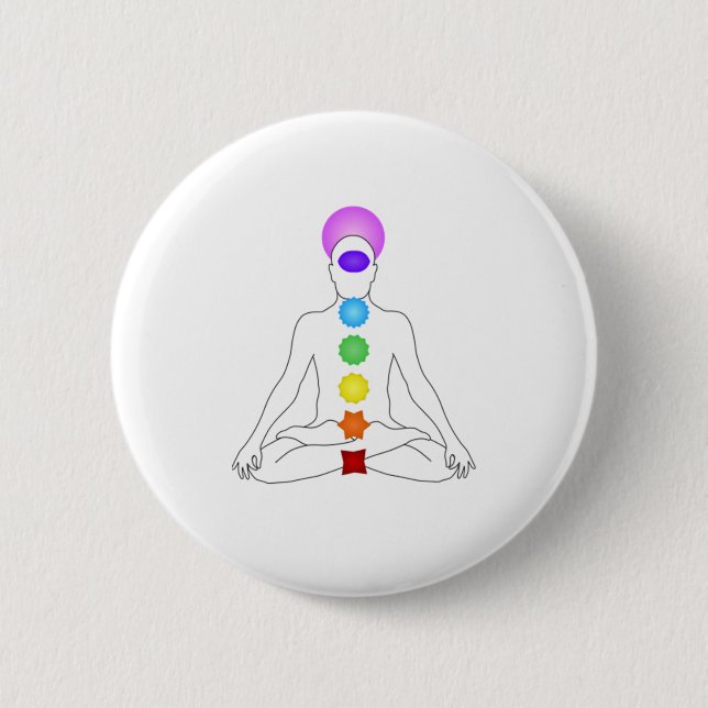 7 Chakra Spiritual Meditation Yoga T-Shirt Button (Front)