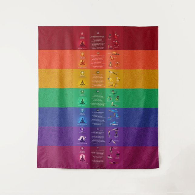 7 Chakra Yoga Poses & Affirmations Tapestry - 87 (Front)