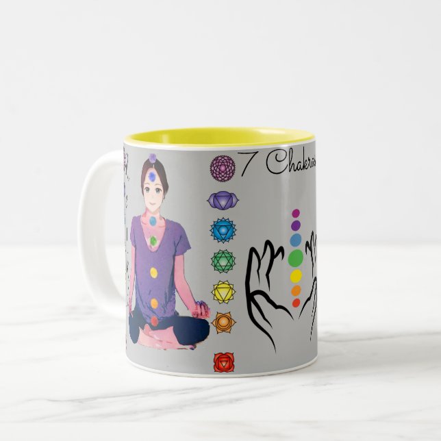 7 Chakras 12x12" Two-Tone Coffee Mug (Front Left)