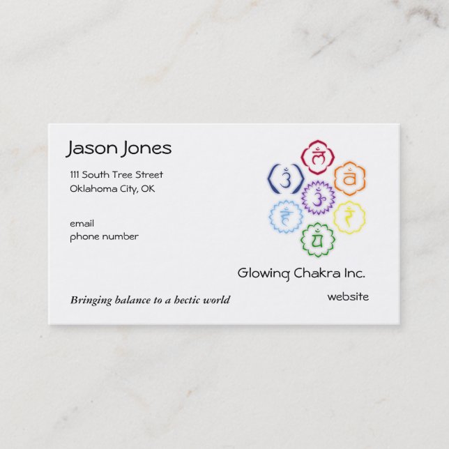 7 Chakras in a Circle Business Card (Front)
