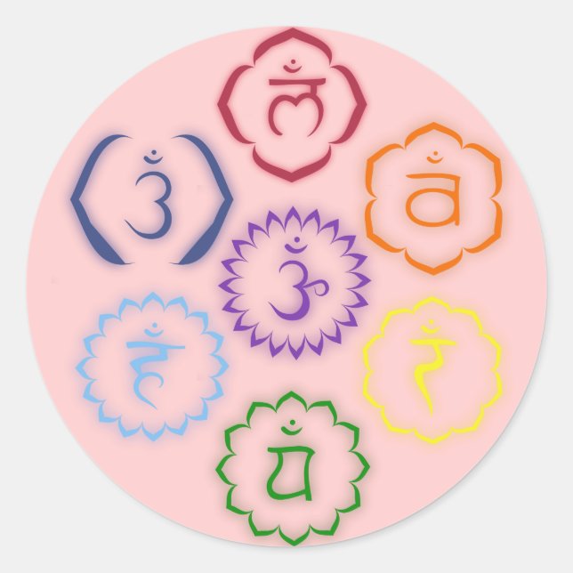 7 Chakras in a Circle Classic Round Sticker (Front)