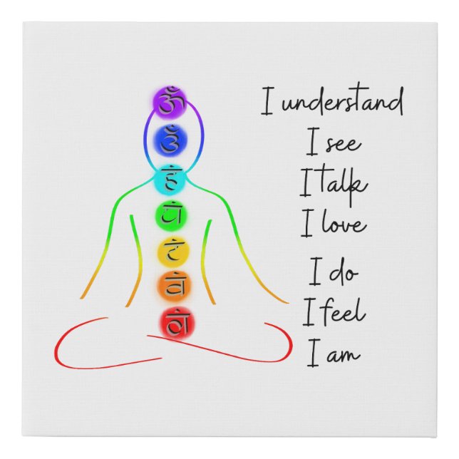 7 Chakras Style Yoga Meditation  Faux Canvas Print (Front)
