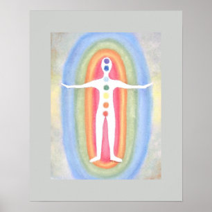 7 Chakras Subtle Energy Body Healing Reiki Gray Poster