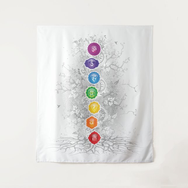 7 Chakras Tree Tapestry - 26 (Front)