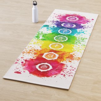 7 Chakras Watercolor Yoga Mat - wc01