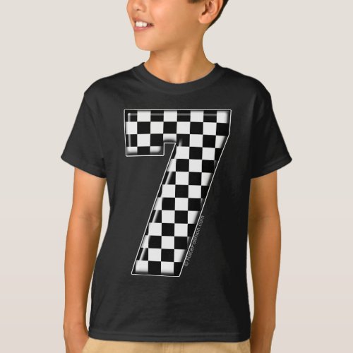 7 checkered auto racing number T_Shirt