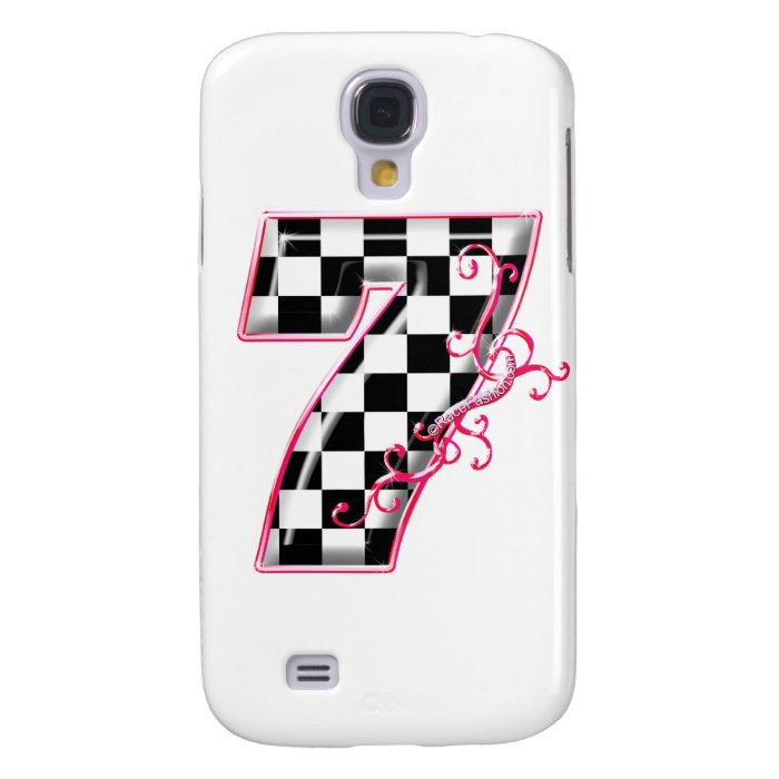 7 checkered flag number pink samsung galaxy s4 cases