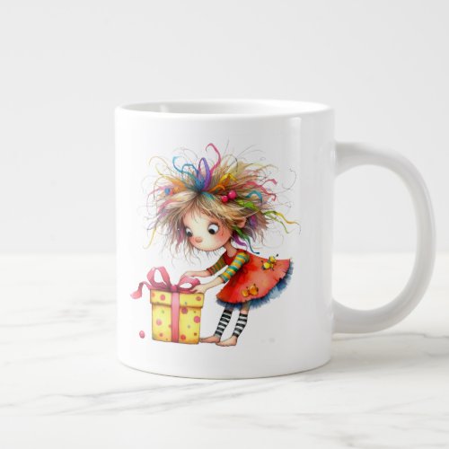 *  7 Colorful  Whimsical Christmas GIRL  Gift AP97 Giant Coffee Mug
