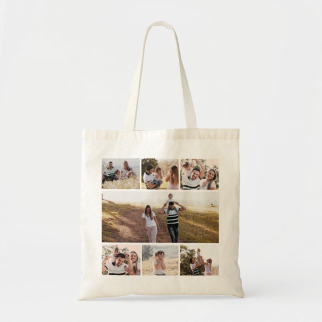 7 Custom Family Photo Collage, Instagram Photo Tote Bag (Front)