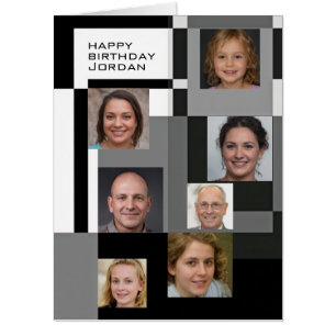 7 Custom Photos Abstract Modern Giant Birthday Card
