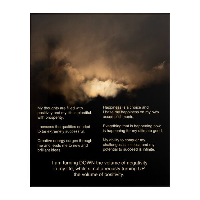 7 Daily Affirmations - Dark Universe Background  F Acrylic Print (Front)