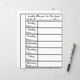 7 Day Black Fabric Font Weekly Planner Stationery