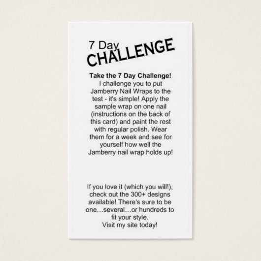 7 Day Challenge Card (Front)