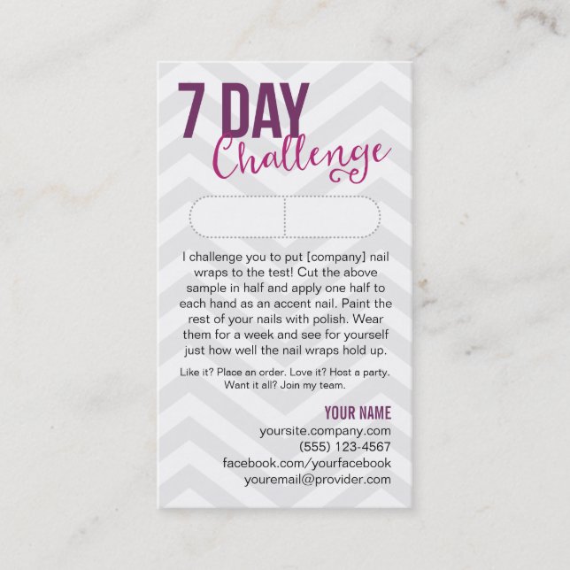 7 Day Challenge Sample Card Business Cards (Front)