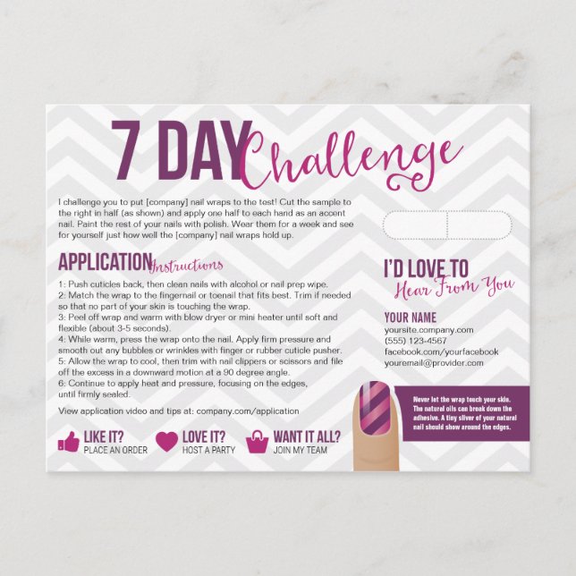 7 Day Challenge Sample Card Postcards (Front)