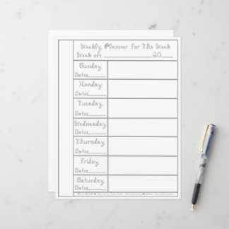 7 Day Silver Fabric Font Weekly Planner Stationery