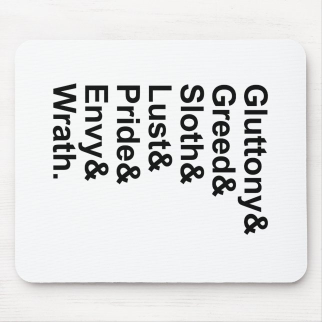 7 Deadly Sins - Pride Gluttony Lust Wrath Envy Mouse Pad (Front)