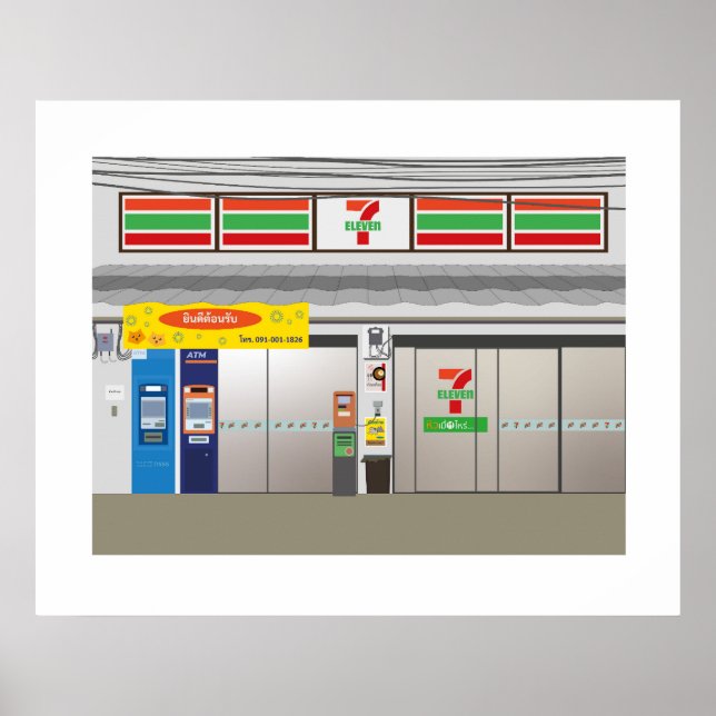 7-Eleven Storefront Bangkok Thailand Travel Poster (Front)