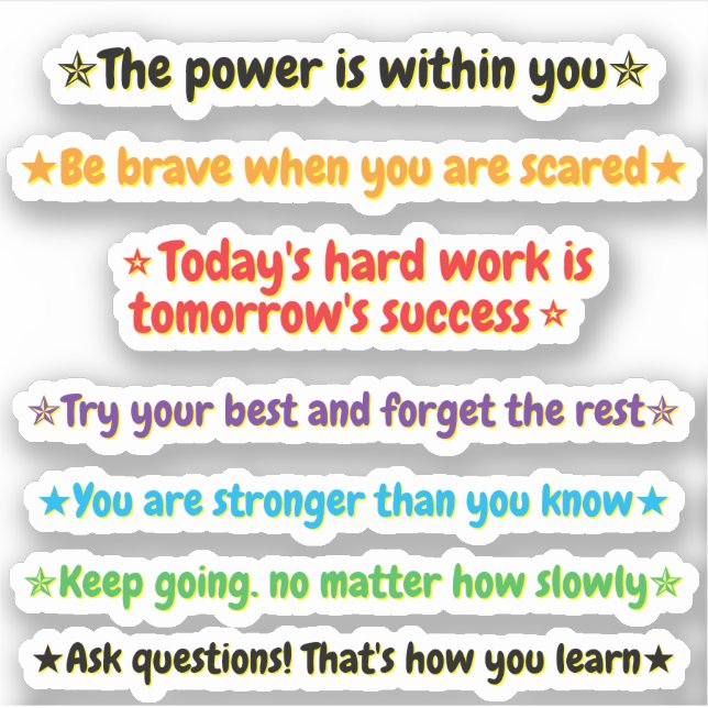7 Encouraging Quotes for Kids | Inspirational Sticker (Front)