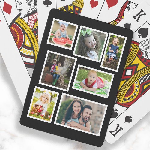 7 Family Photo Collage Black Choose Your Color  Playing Cards