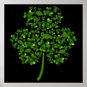 7 Flamingo Gifts St Patricks Day Flamingo Shamrock Poster