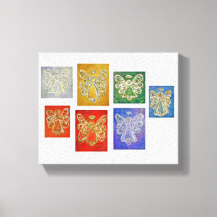7 Guardian Angels Art Wrapped Canvas Painting Print