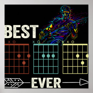 7 Guitar Rock Music Shirt Vintage Best Dad Ever Poster