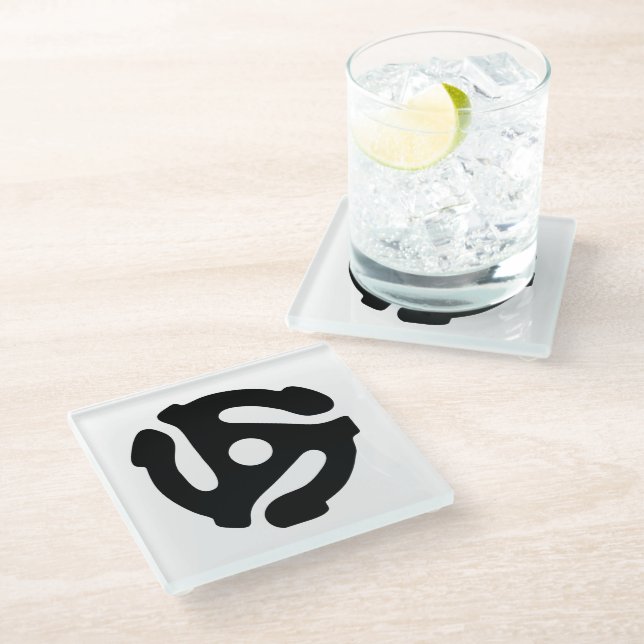 7 inch 45 rpm vinyl adapter insert spindle spider glass coaster (Angled)