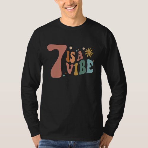 7 Is A Vibe Girls 7th Birthday Seven Pink Boho Hip T_Shirt