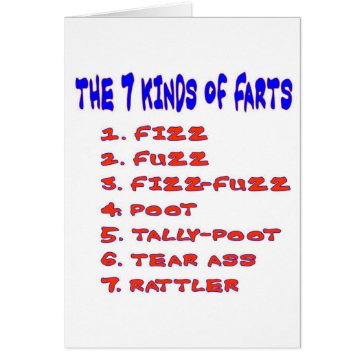 7 KINDS OF FARTS CARDS (Front)