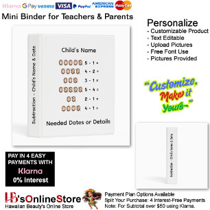 7 Learn Subtraction Child's Name Date Teacher  Mini Binder