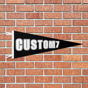 7 Letter Name - black and white Athletic Look Pennant Flag