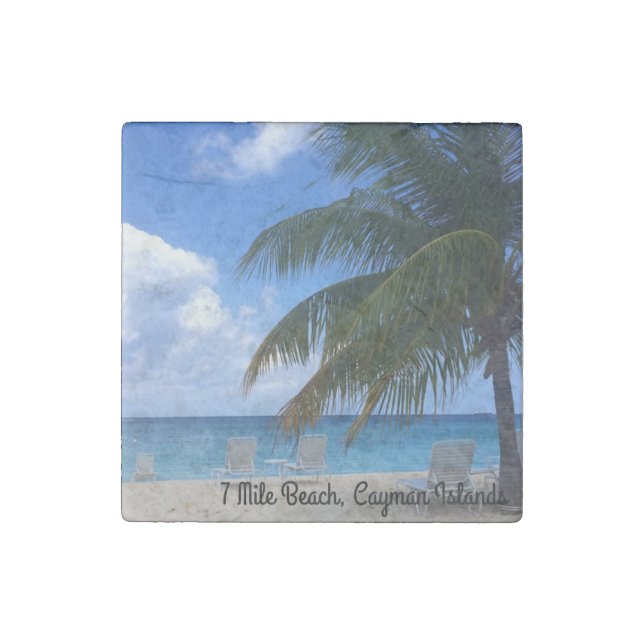 7 Mile Beach, Cayman Islands Stone Magnet (Front)