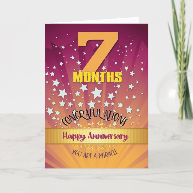 7 Month Recovery Anniversary Bold Numeral Card (Front)