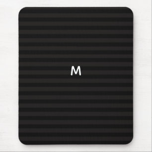 7 Option Black Stripes Modern Monogram Mouse Pad
